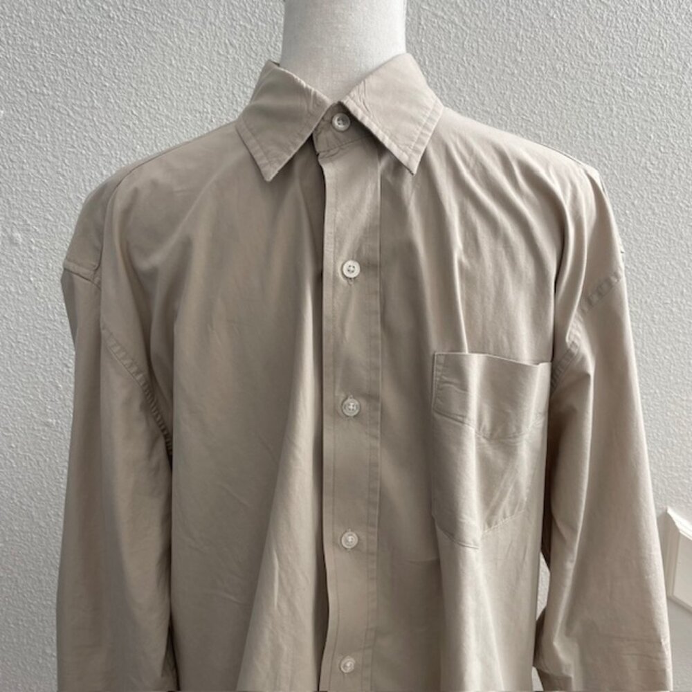Magellan Khaki Long Sleeve Cotton Button Down Shirt